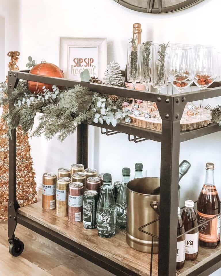 Pine Bough Christmas Bar Cart Decorations