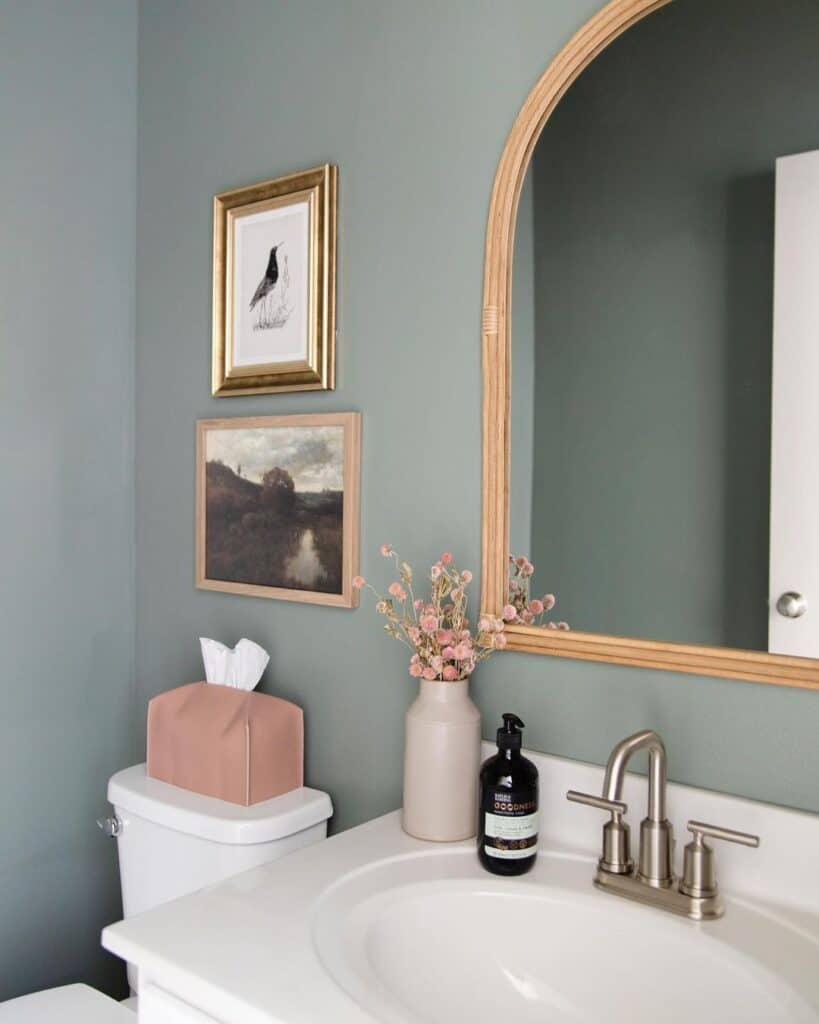 Pink and Gray Bathroom Décor with Vanity