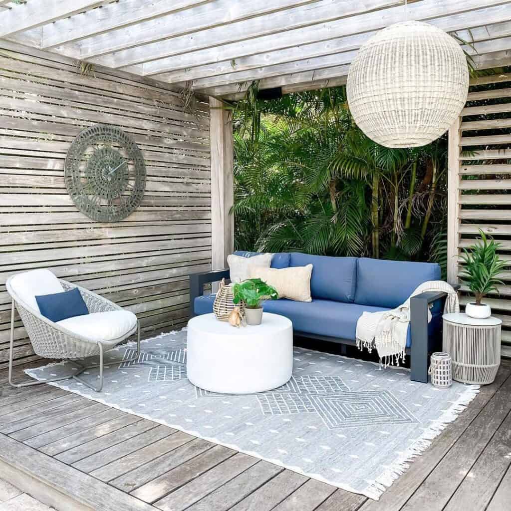 Porch with Blue Outdoor Furniture