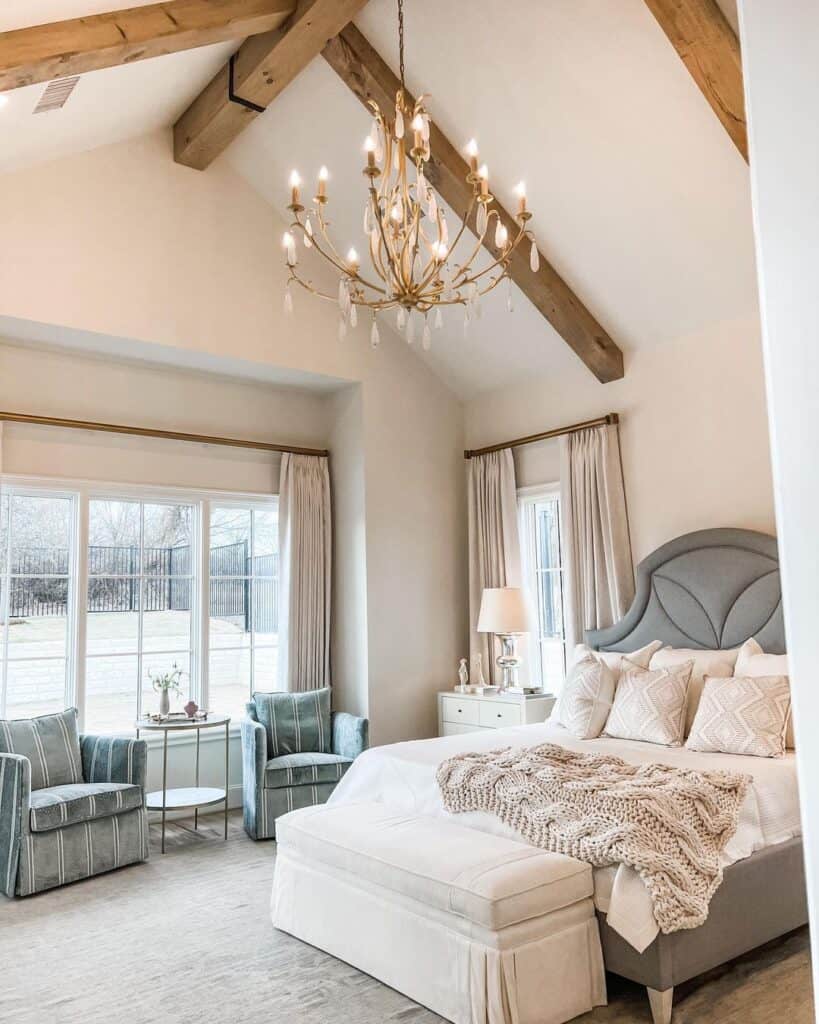Princess-Styled Bedroom with Beamed Ceiling