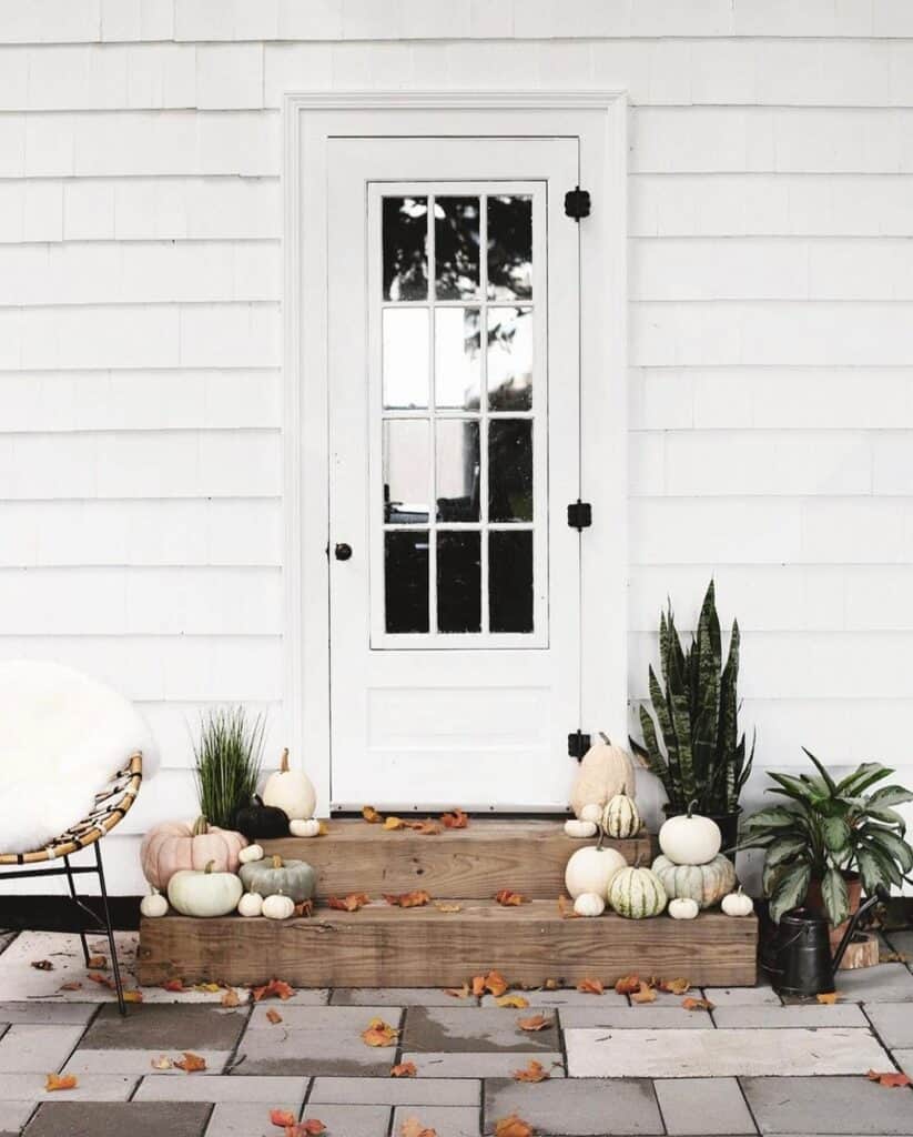 Pumpkins Displayed Outside Back Door