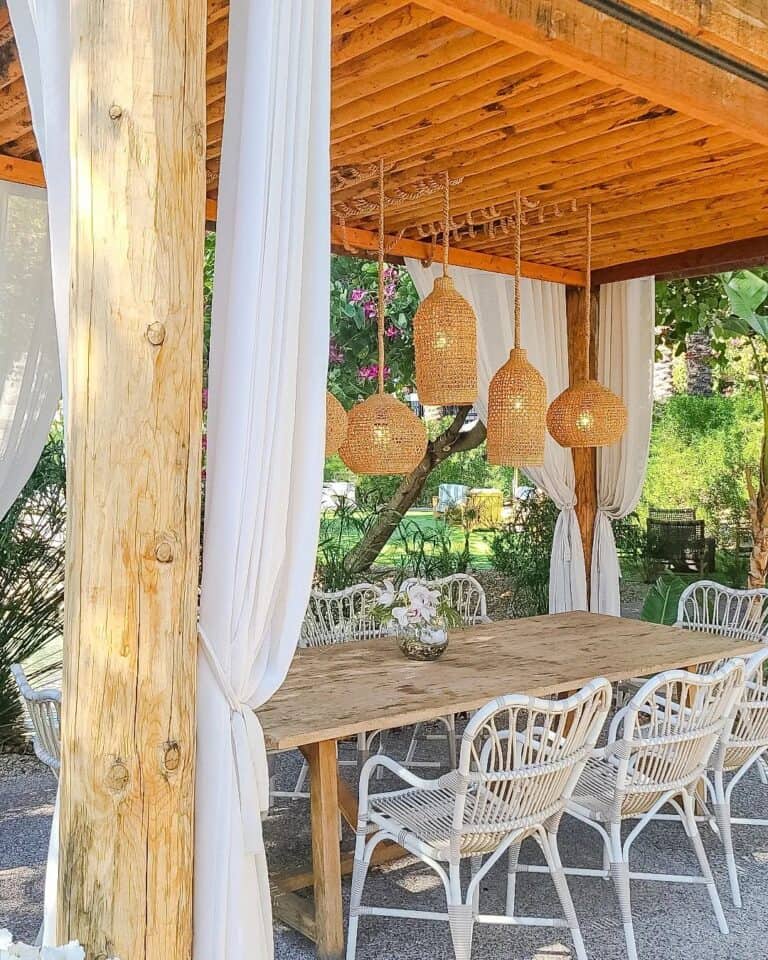 Rattan Farmhouse Outdoor Pendant Lighting in a Gazebo Soul & Lane