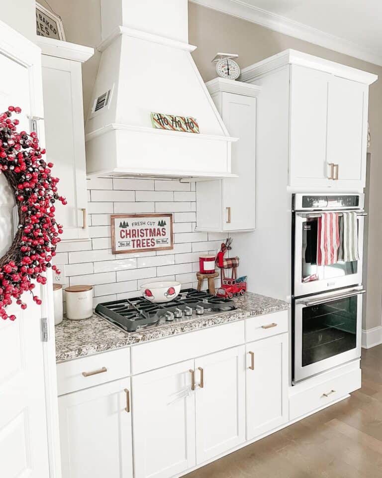 Red Kitchen Accessories and a Red Berry Wreath