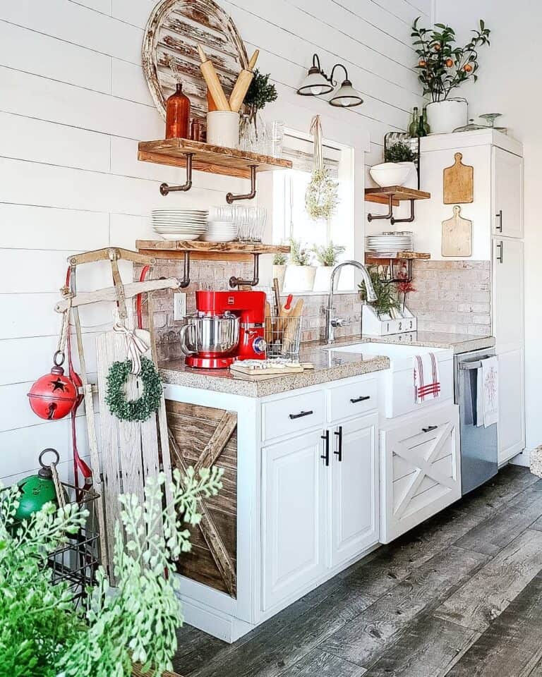 Red Kitchen Accessories in a Rustic Kitchen