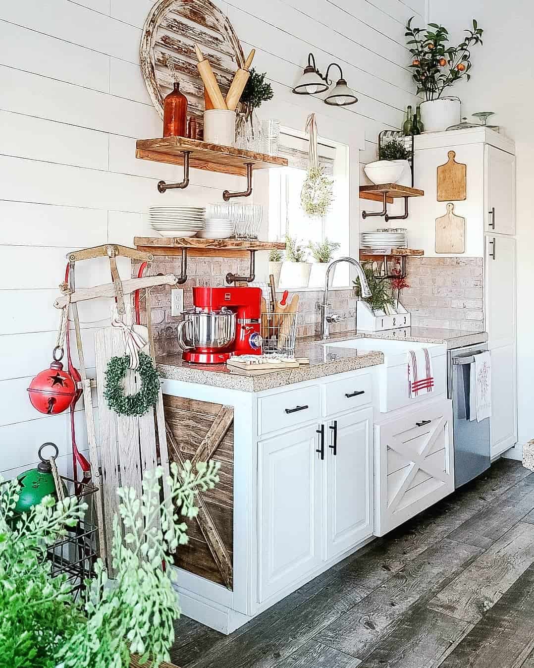 Red Kitchen Accessories in a Rustic Kitchen Soul & Lane