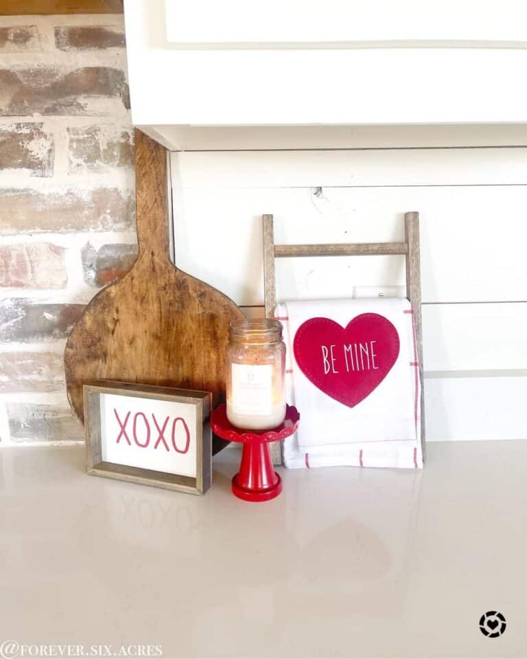 Red Kitchen Decor Ideas Include a Valentine's Day Towel