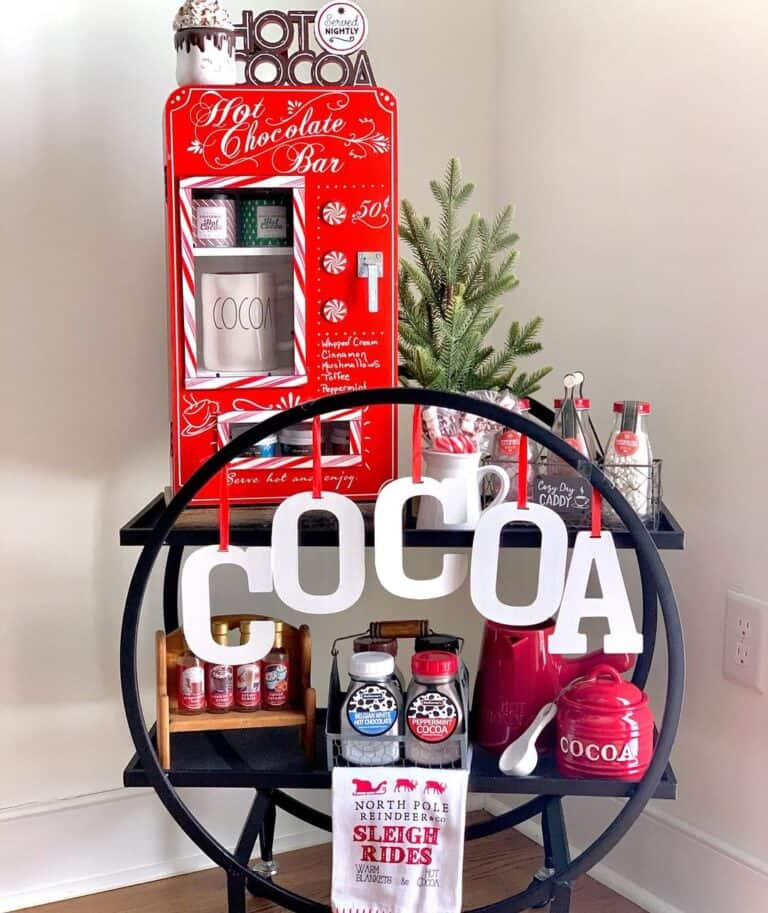 Red and White Hot Chocolate Bar Cart