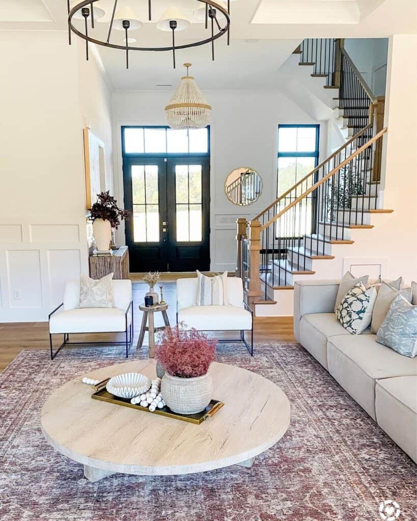 Round Stone Coffee Table in Sitting Room