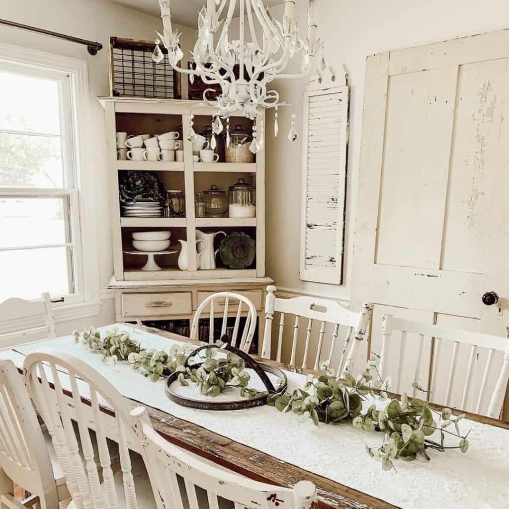 Rustic Dining Room with Eucalyptus Centerpiece