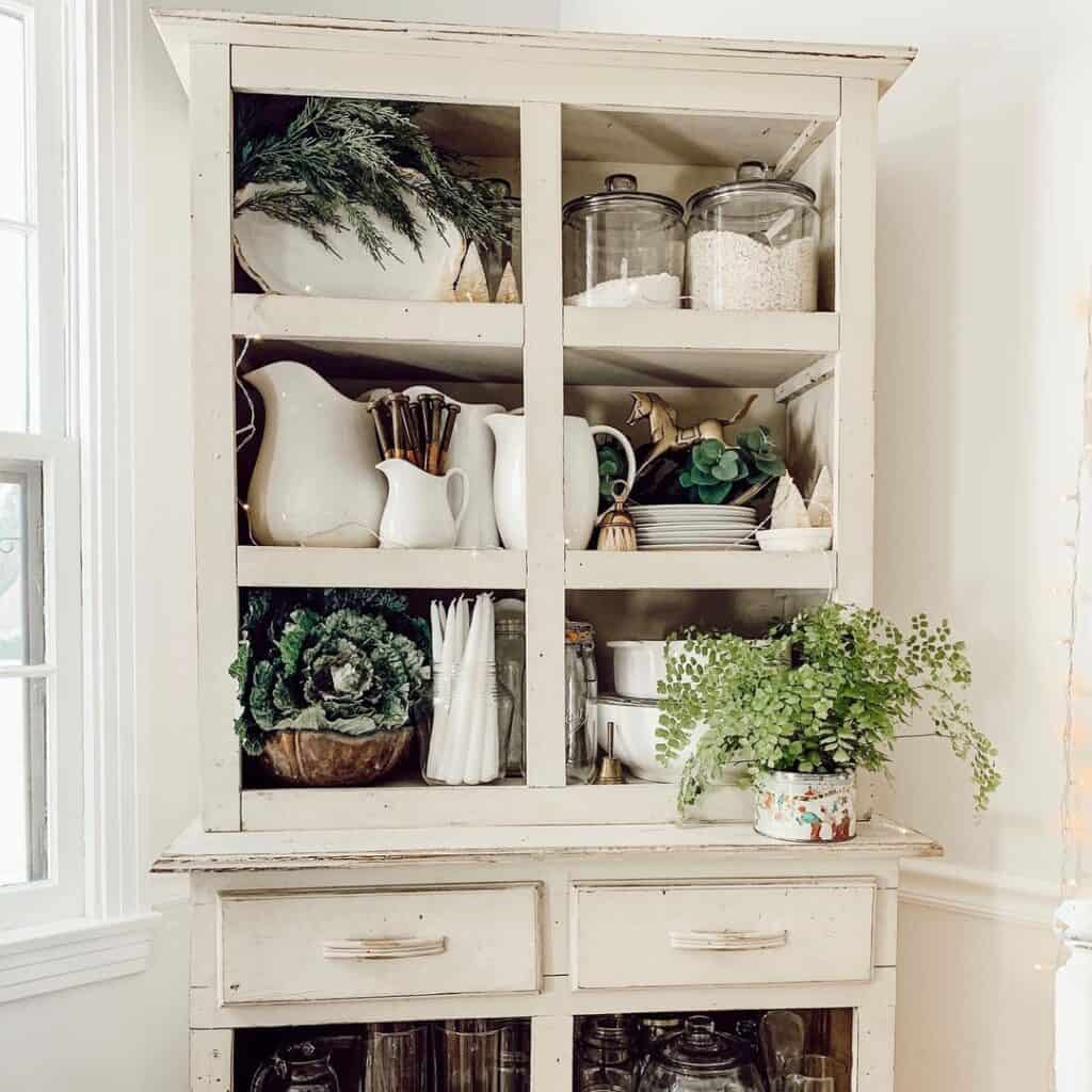 Rustic Painted Wood Dining Room Hutch