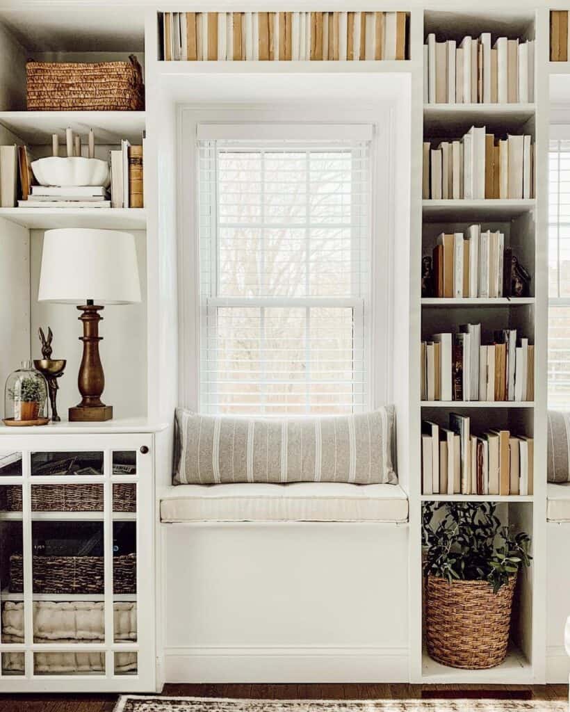 Rustic Shelf Décor Around Reading Nook