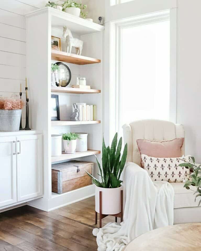 Rustic Shelf Décor in Living Room