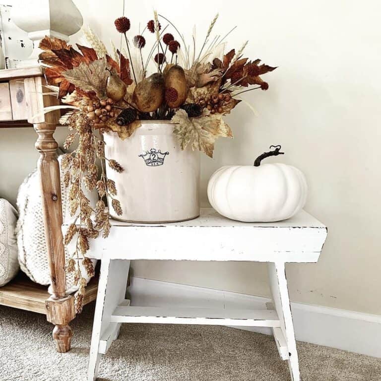 Rustic Stool with Fall Décor