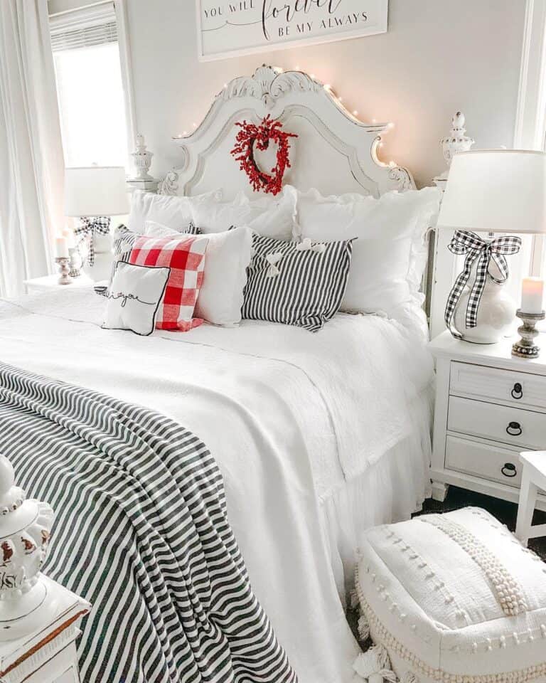 Rustic White Headboard Bed