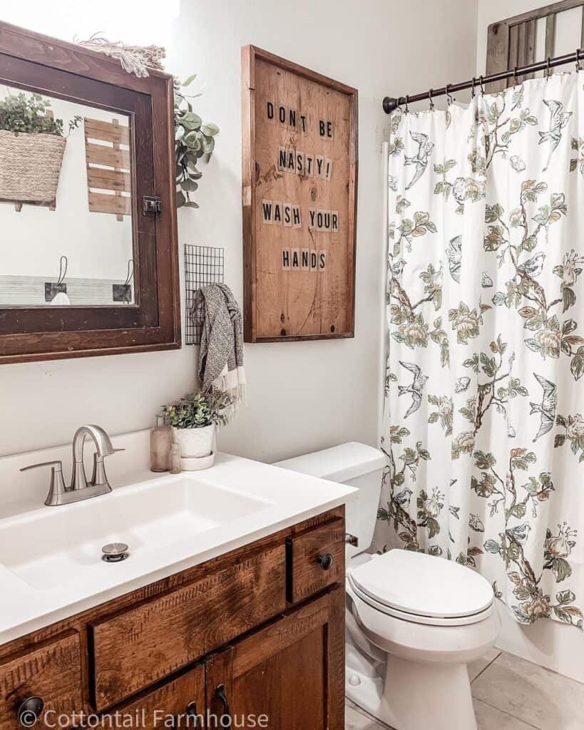 Rustic Wood Vanity and Medicine Cabinet