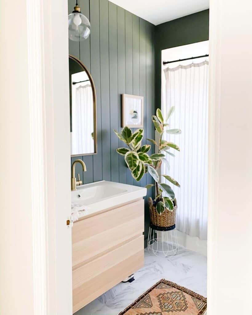Scandinavian-Inspired Forest Green Bathroom