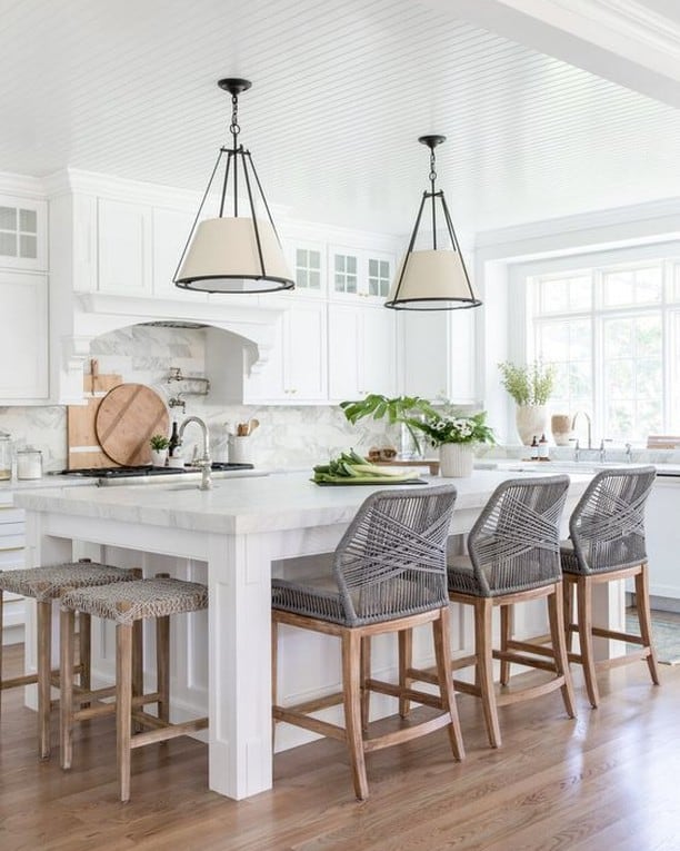 Shaded Modern Kitchen Lighting Over Island