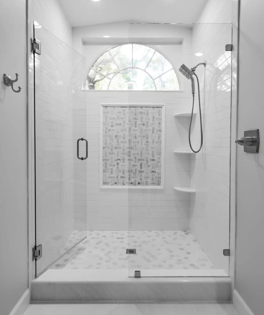 Shower with Window Ideas and Center Panel