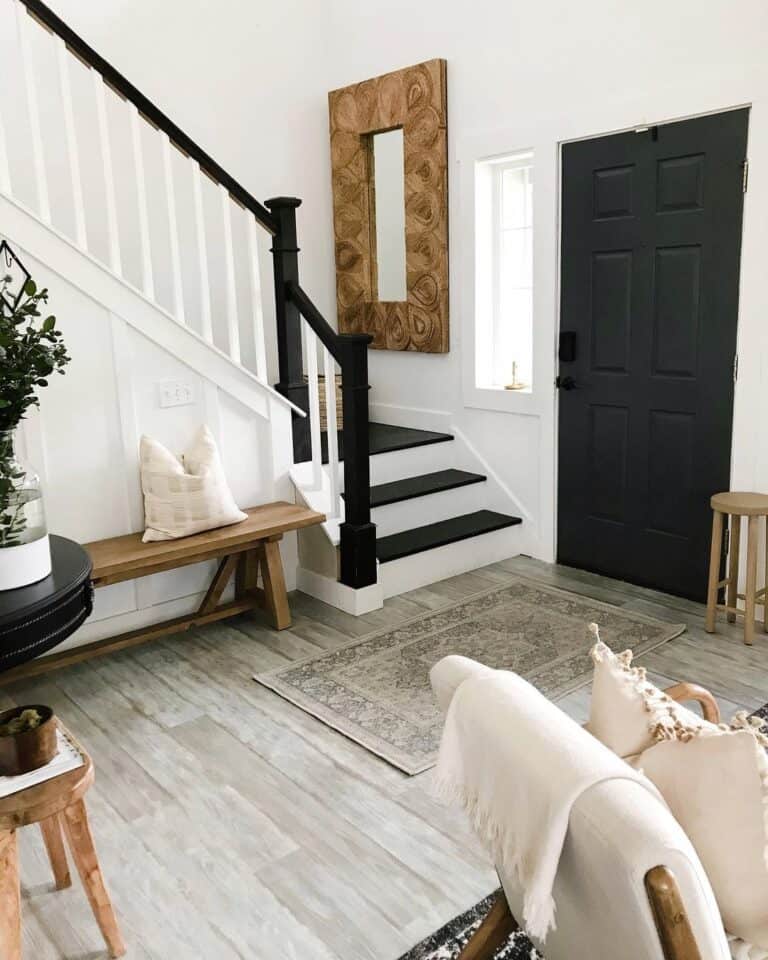 Simple Entryway with Black and Wood Touches