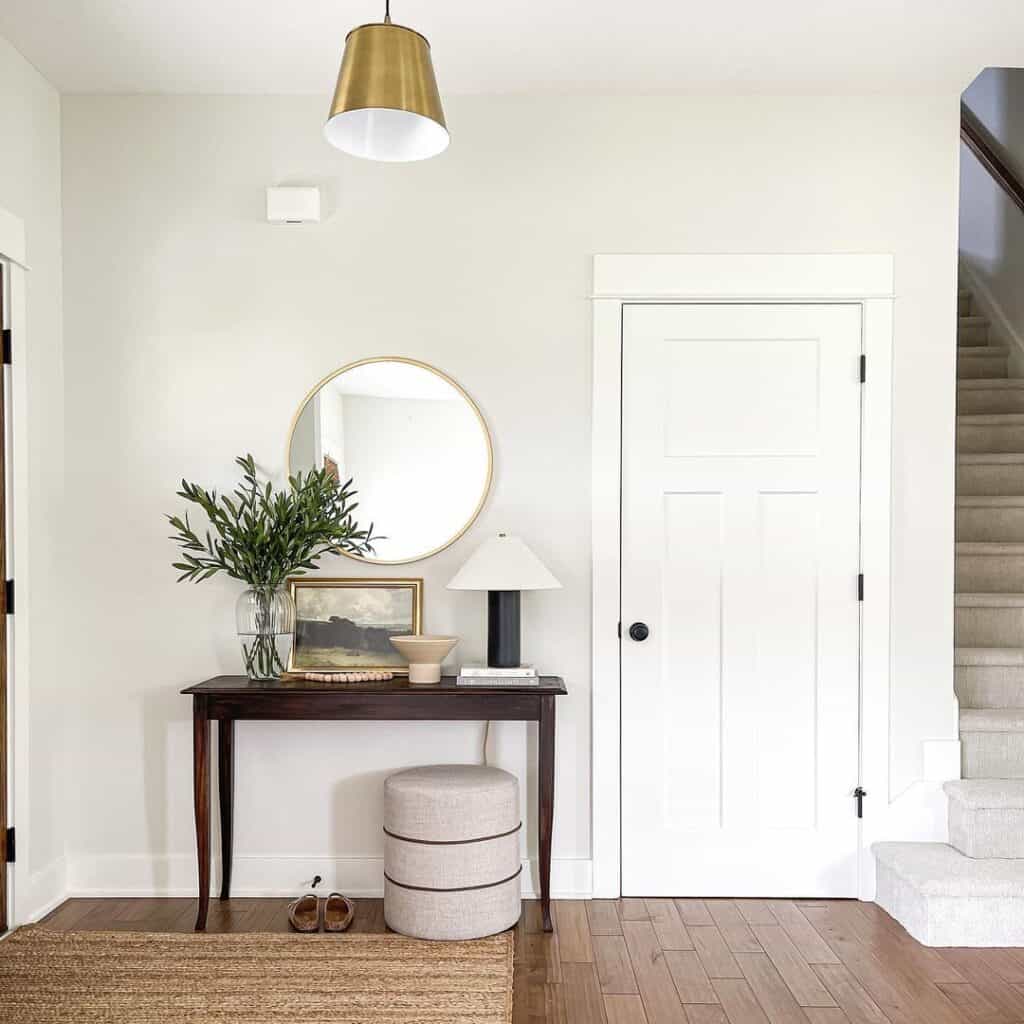 Simple Hallway with Golden and Wicker Elements