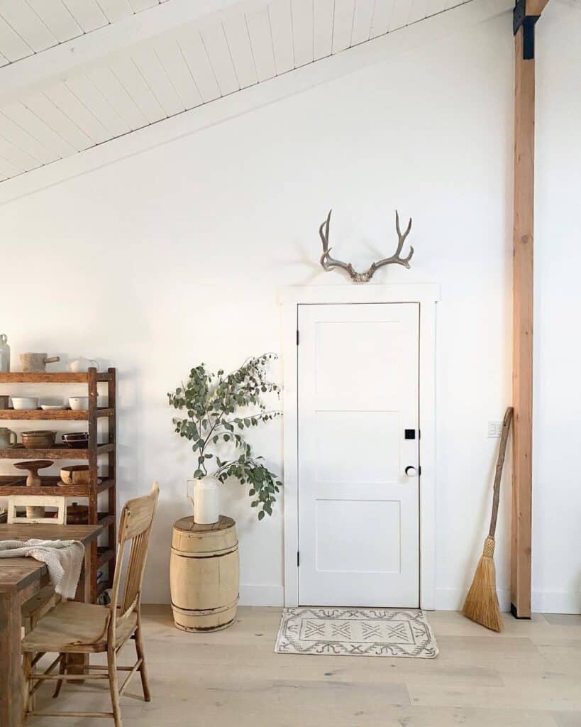 Simple Ranch Room with Deer Antlers