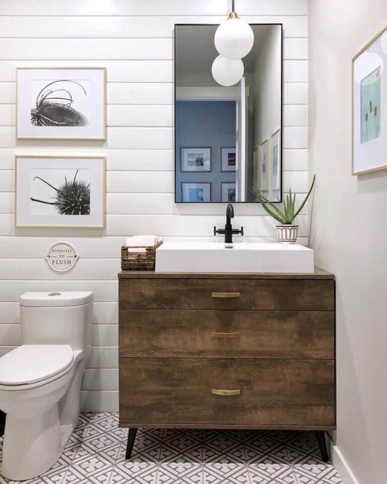 Solid Wood Vanity Paired with Vessel Sink