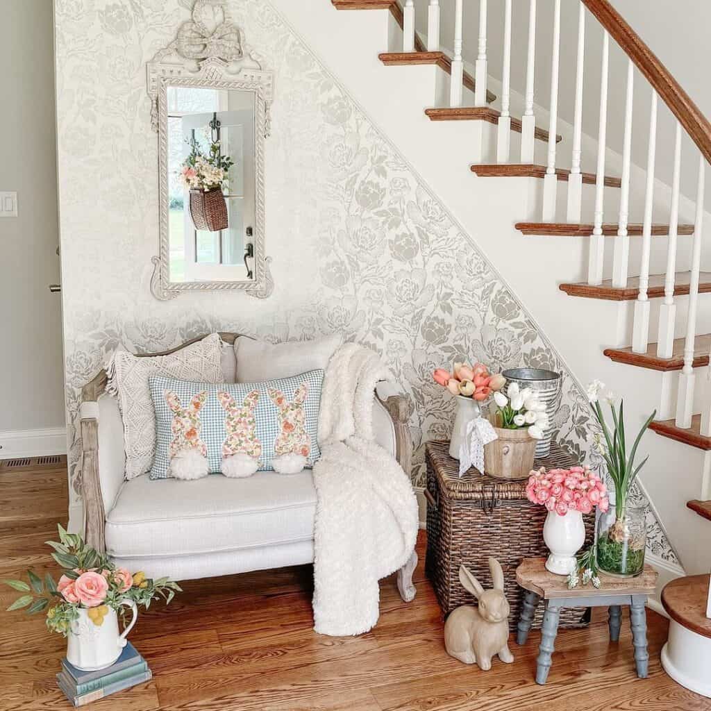 Spring Flowers Decor in Easter Entryway