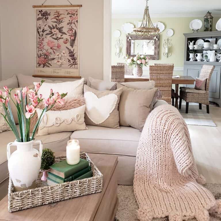 Spring Inspired Living Area and Dining Space
