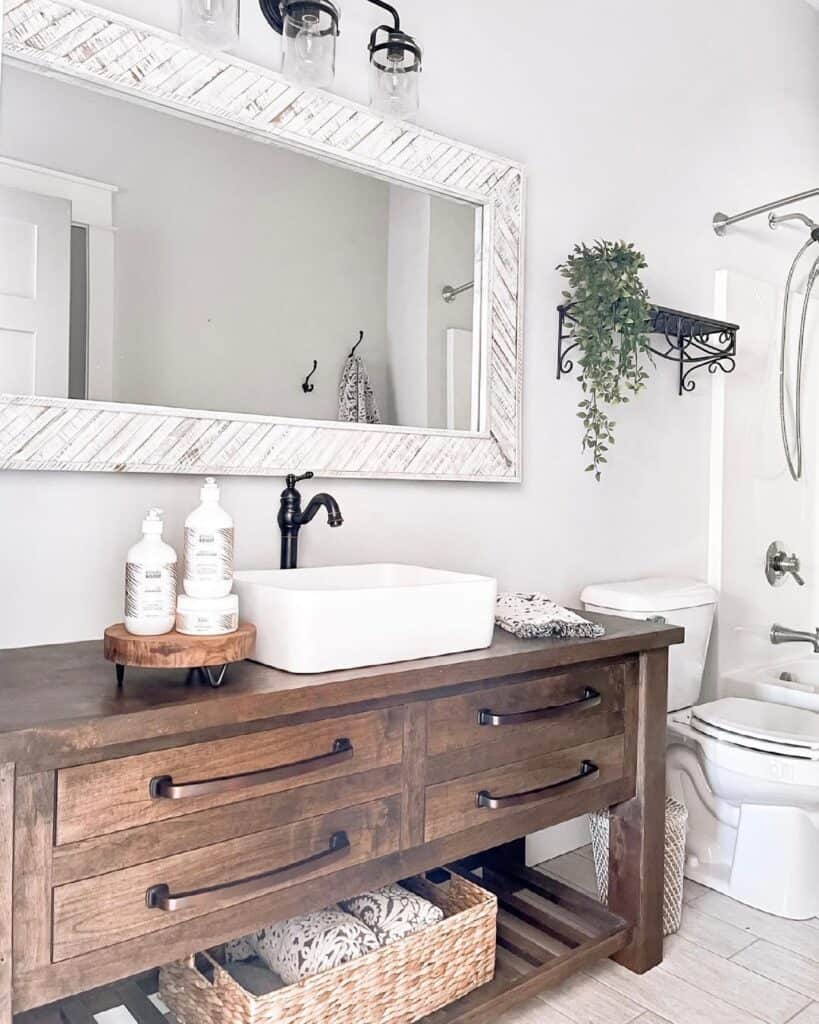 Stained Wood Bathroom Vanity Countertop