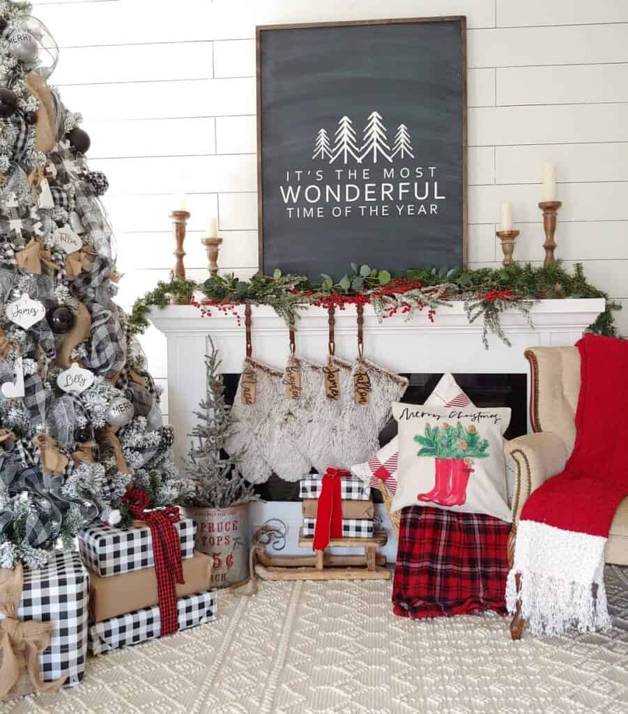 Stocking Holders for a Mantel and Brown Name Cards