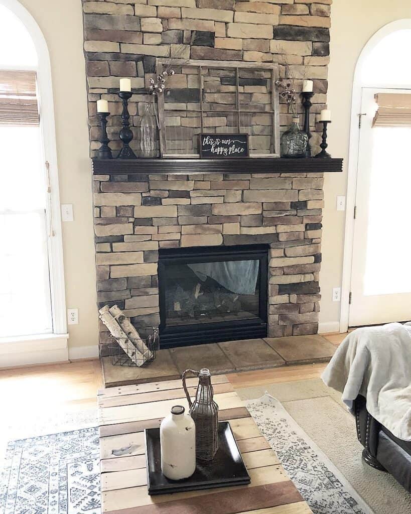 Stone Fireplace with Matching Décor