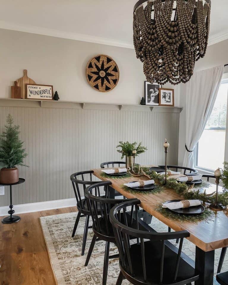 Subtle Christmas Dining Room with Accent Wall