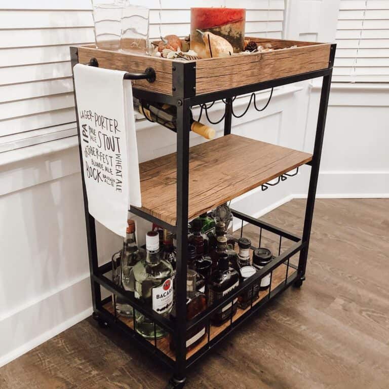 Three-Tiered Bar Cart with Fall Decor