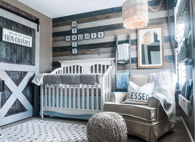 Tricolor Shiplap Nursery with Barn Door