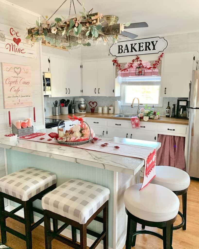 Valentine's Day Kitchen Signs and Red Candles