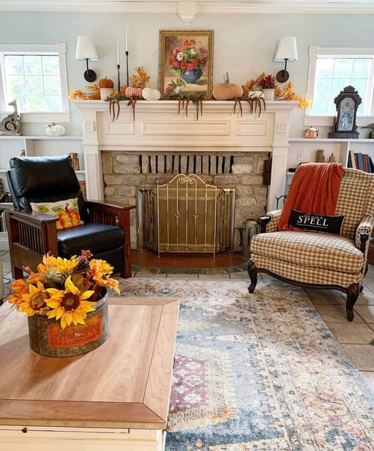 Varying Armchairs in Fall Living Room