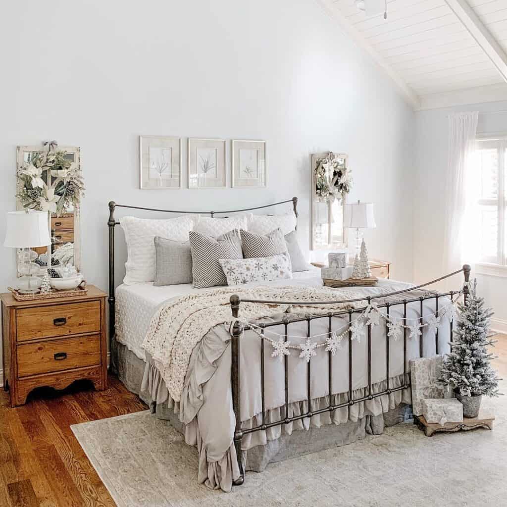 Vaulted Ceiling Bedroom with Christmas Décor