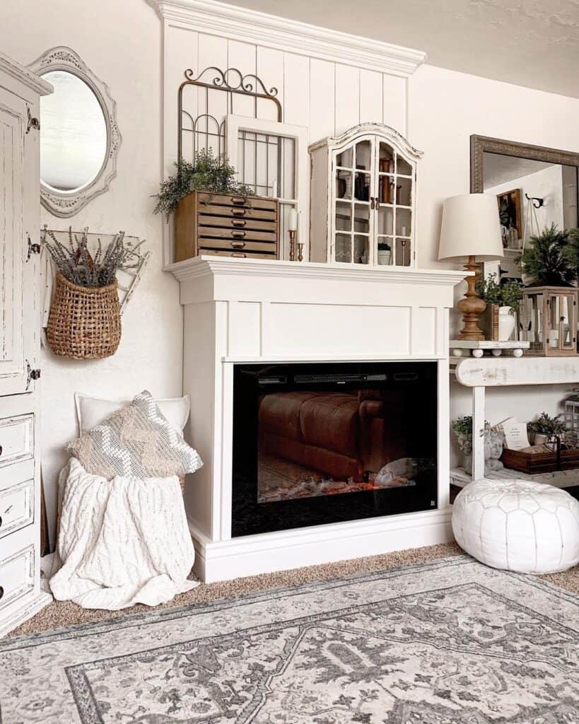 Vintage Window Frames in Rustic Living Room