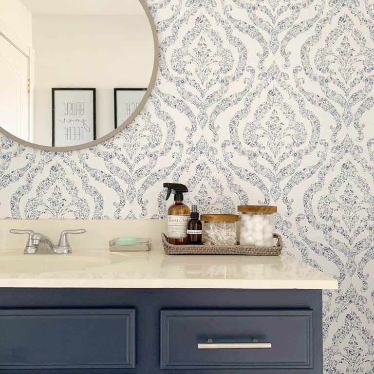 Wallpaper for Grey and Blue Bathroom Ideas