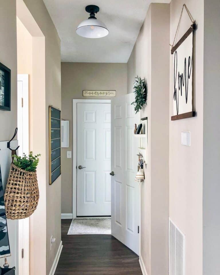 Warm and Comfy Hallway with Hanging Basket