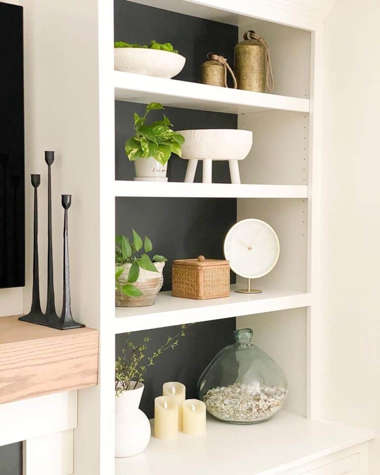 White Bookshelves with an SW Iron Ore Back