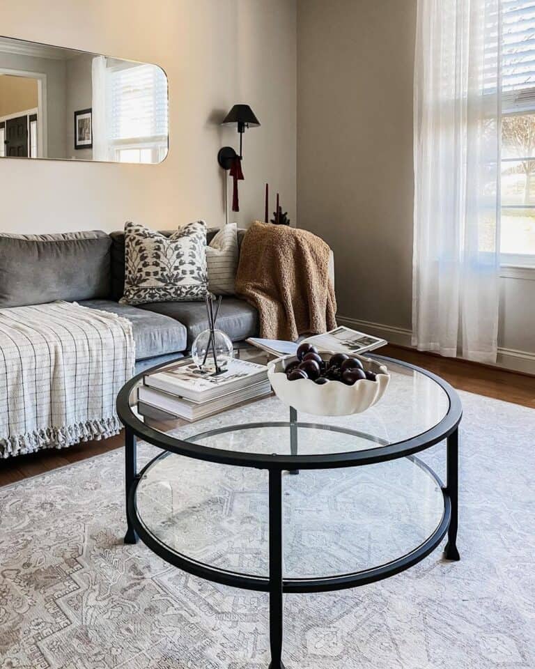 White Bowl on a Coffee Table With a Black Frame