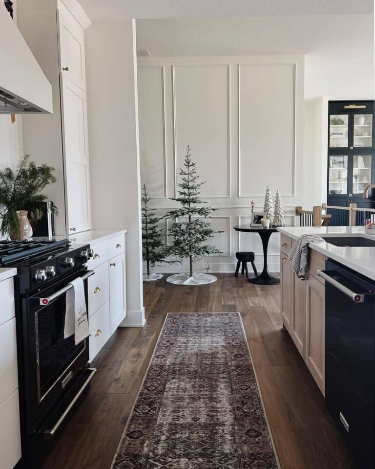 White Cabinets with Black Appliances