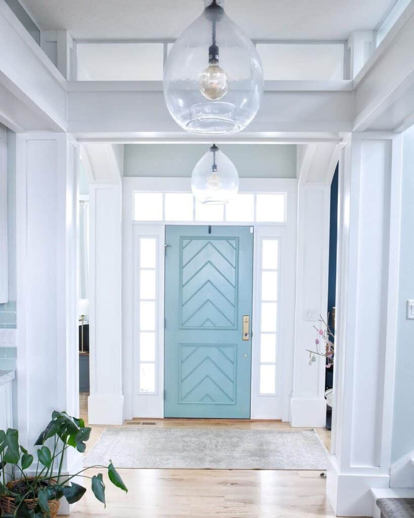 White Entryway with Blue Front Door