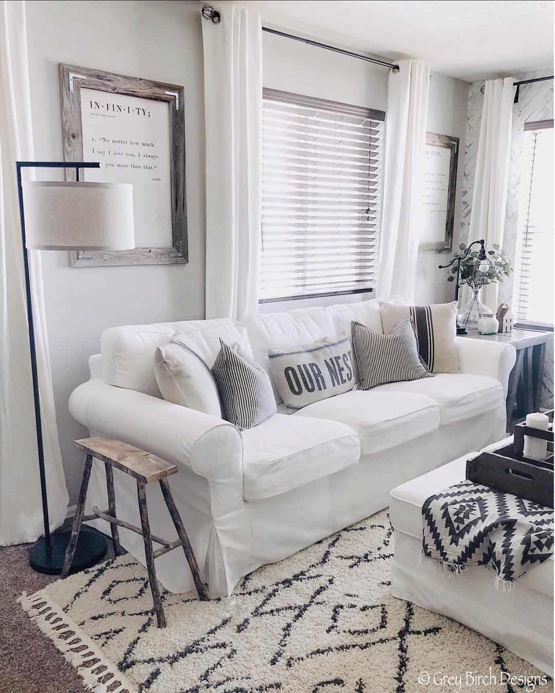 White Farmhouse Cottage Sofa with Matching Ottoman Soul & Lane