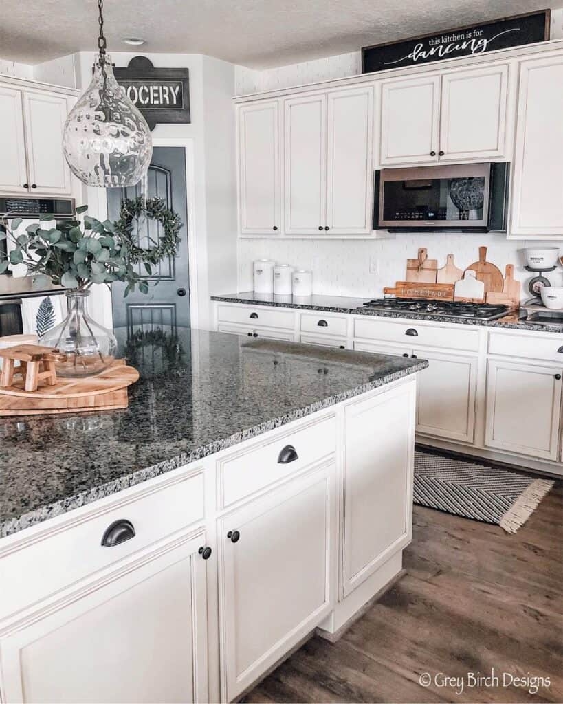 White Farmhouse Kitchen with Black Hardware Soul & Lane