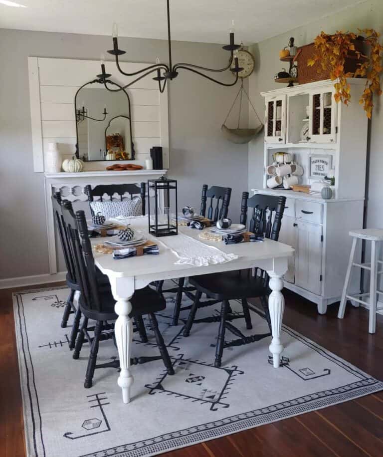 White Farmhouse Table With Contrasting Accents