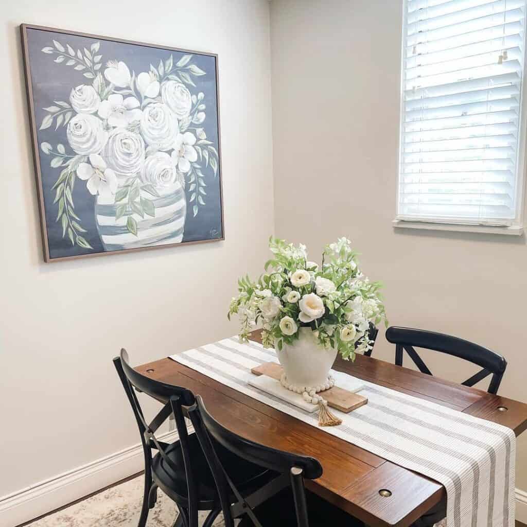 White Flower Dining Table Centerpiece