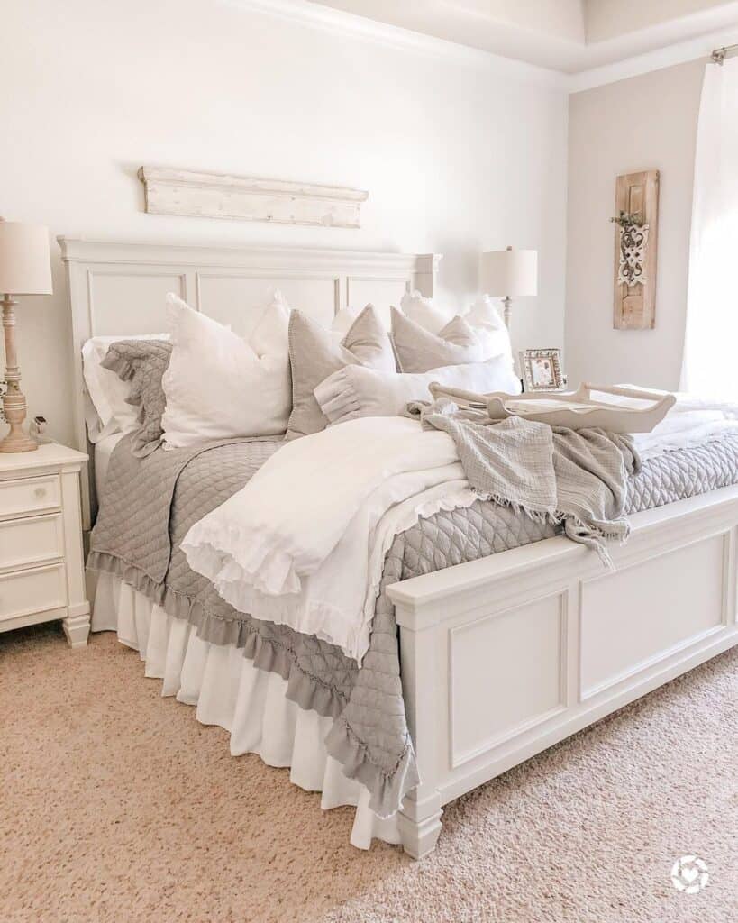 White Headboard Farmhouse Bed