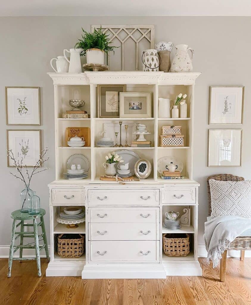 White Hutch Buffet with Farmhouse Decor Soul & Lane